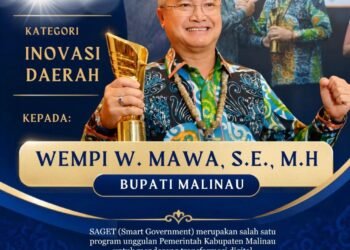Lewat Ekosistem Digital SAGET, Bupati Malinau Wempi W. Mawa Sabet Penghargaan Inovasi Daerah 2026