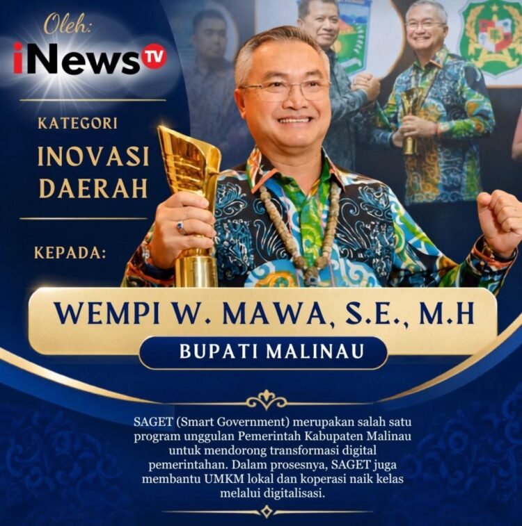 Lewat Ekosistem Digital SAGET, Bupati Malinau Wempi W. Mawa Sabet Penghargaan Inovasi Daerah 2026