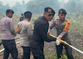 Tak Kenal Lelah, Dansat Brimob Kaltara Turun Langsung Pastikan Karhutla Di Selimau Benar-Benar Padam