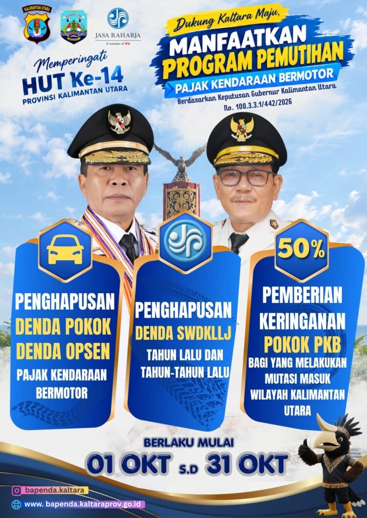 Buruan! Pemutihan Pajak Kendaraan Kaltara Hanya Sebulan, Denda Keterlambatan Dihapus